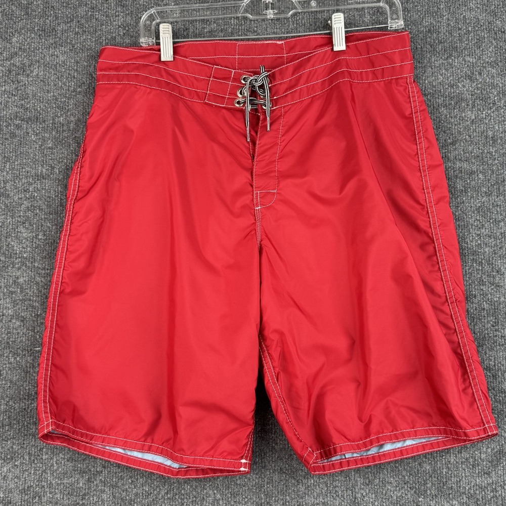 Birdwell Beach Britches Board Shorts Mens 32 Red California Republic Swim Trunks